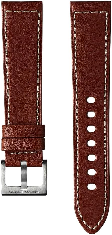 stainless steel field watch with black dial and leather strap, sapphire crystal — view 2
