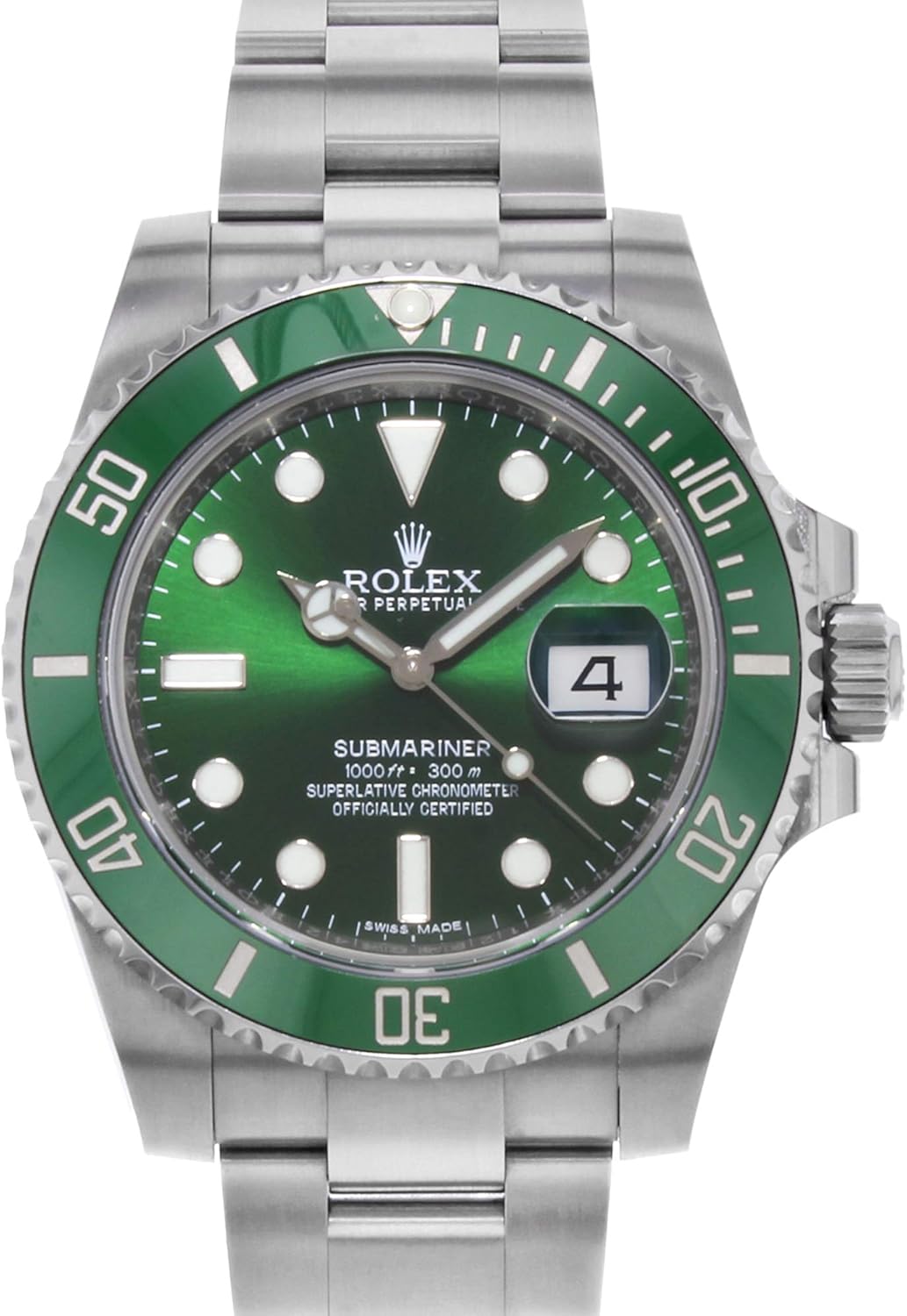 Green dial stainless steel watch with classic bezel design, luxury everyday wear — view 2