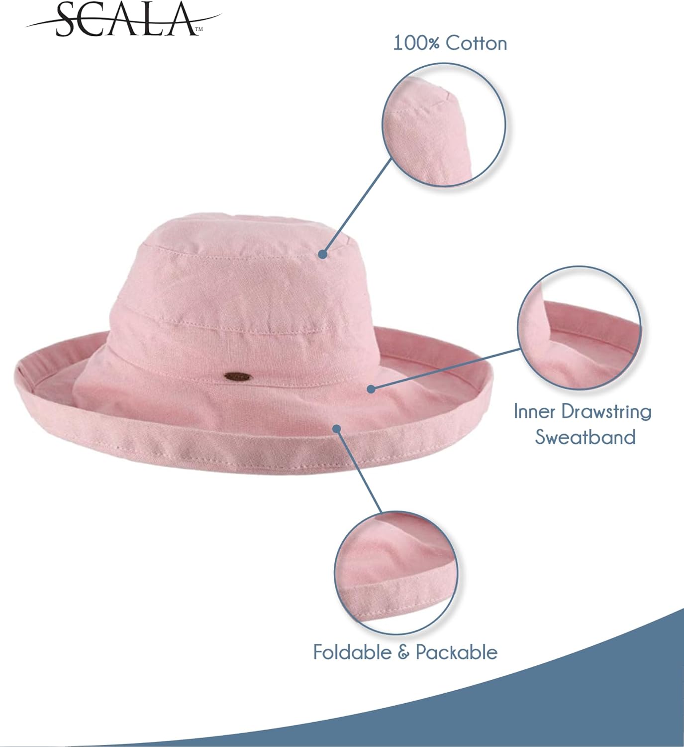 Wide-brim cotton sun hat in warm neutral tone with UPF 50+ rating — view 2