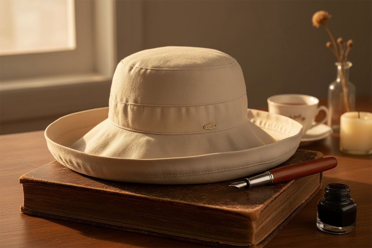 Wide-brim cotton sun hat in warm neutral tone with UPF 50+ rating — view 2