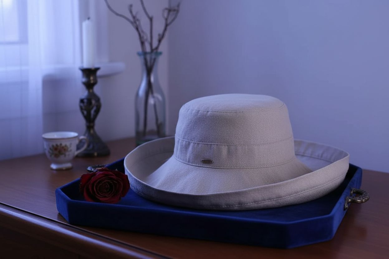 Wide-brim cotton sun hat in warm neutral tone with UPF 50+ rating — view 3