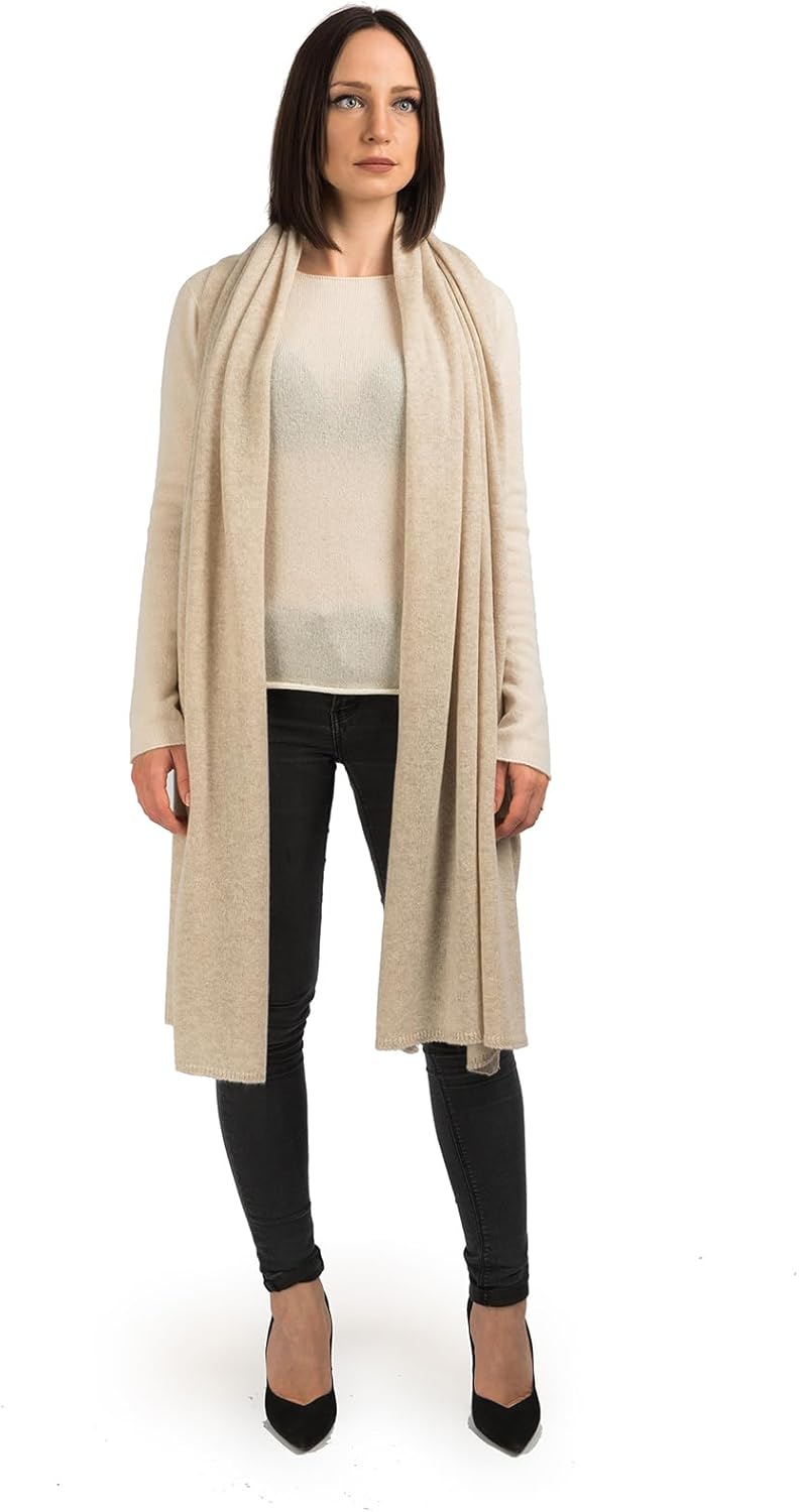 Cashmere stole wrap in neutral tone — lightweight evening shawl — view 2
