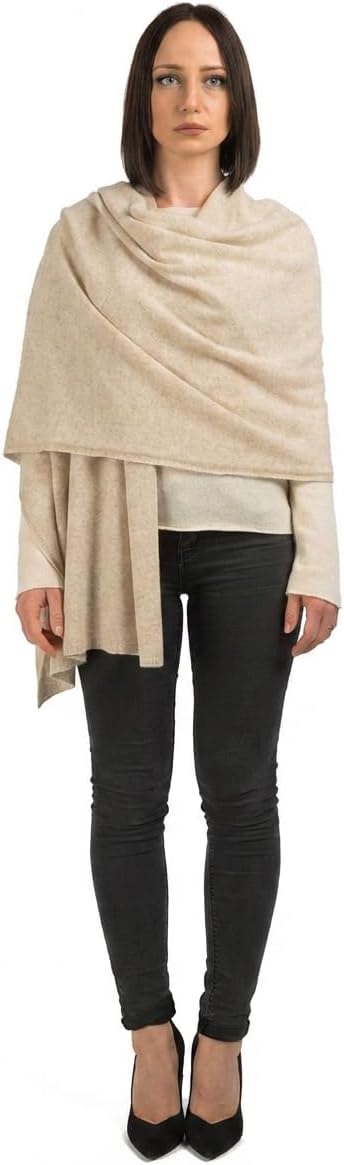 Cashmere stole wrap in neutral tone — lightweight evening shawl — view 3