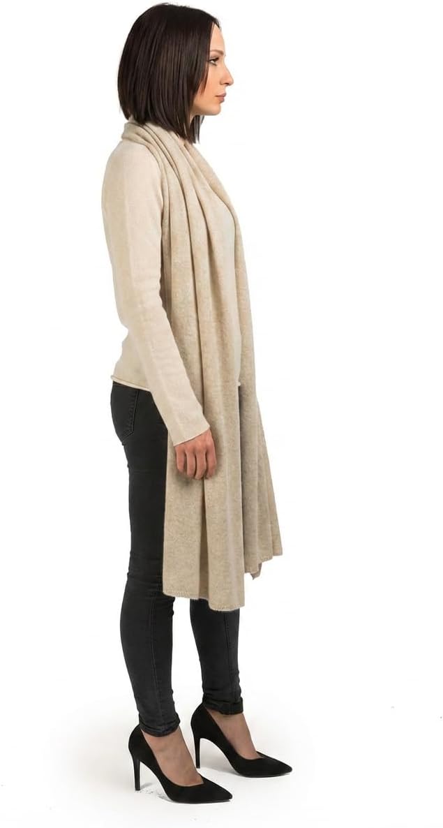Cashmere stole wrap in neutral tone — lightweight evening shawl — view 4