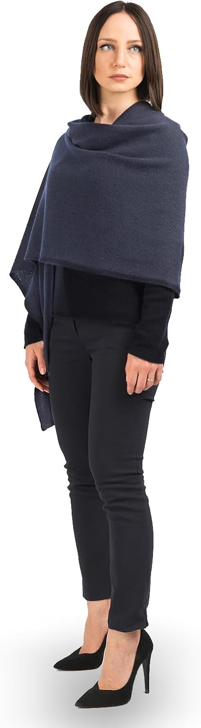 Cashmere stole wrap in neutral tone — lightweight evening shawl — front