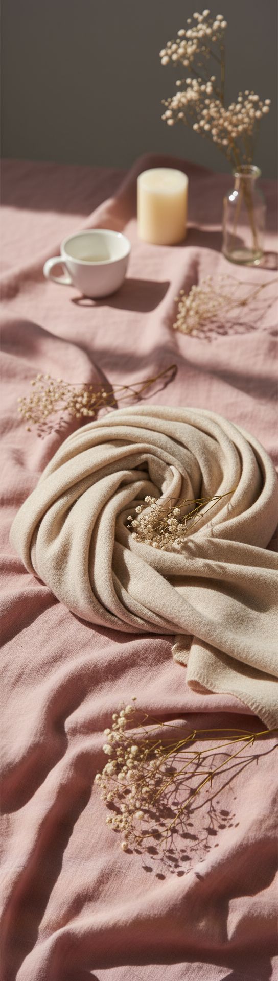 Cashmere stole wrap in neutral tone — lightweight evening shawl — view 3