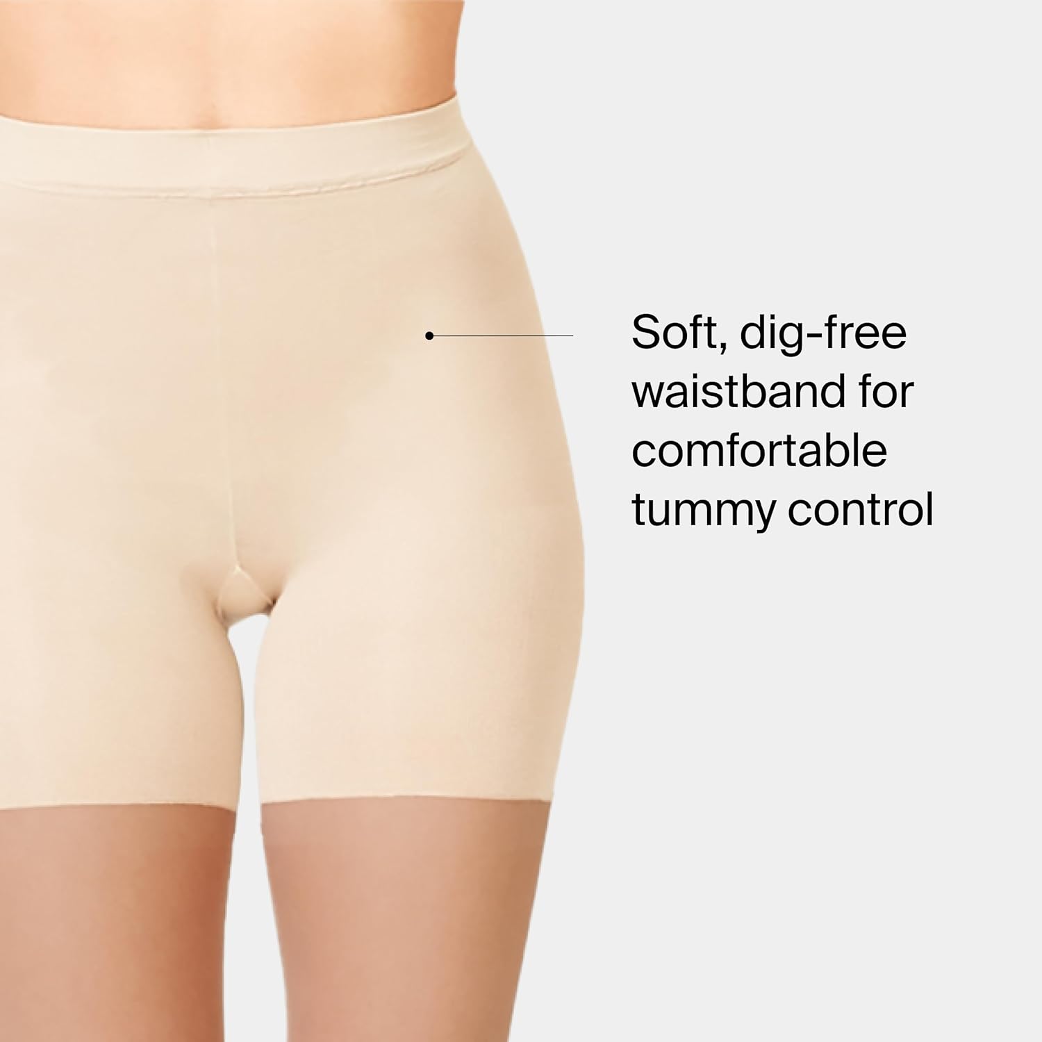 mid-thigh shaping sheers in neutral tone — invisible tummy control — view 3