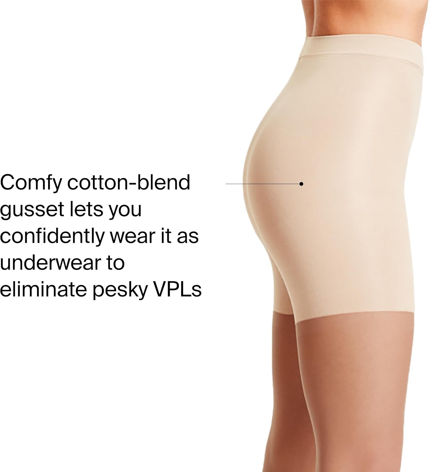 mid-thigh shaping sheers in neutral tone — invisible tummy control — view 4