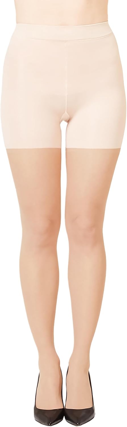 mid-thigh shaping sheers in neutral tone — invisible tummy control — back