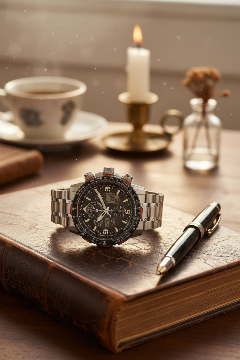 CITIZEN Promaster Air Skyhawk pilot watch in silver stainless steel with Eco-Drive technology — view 3