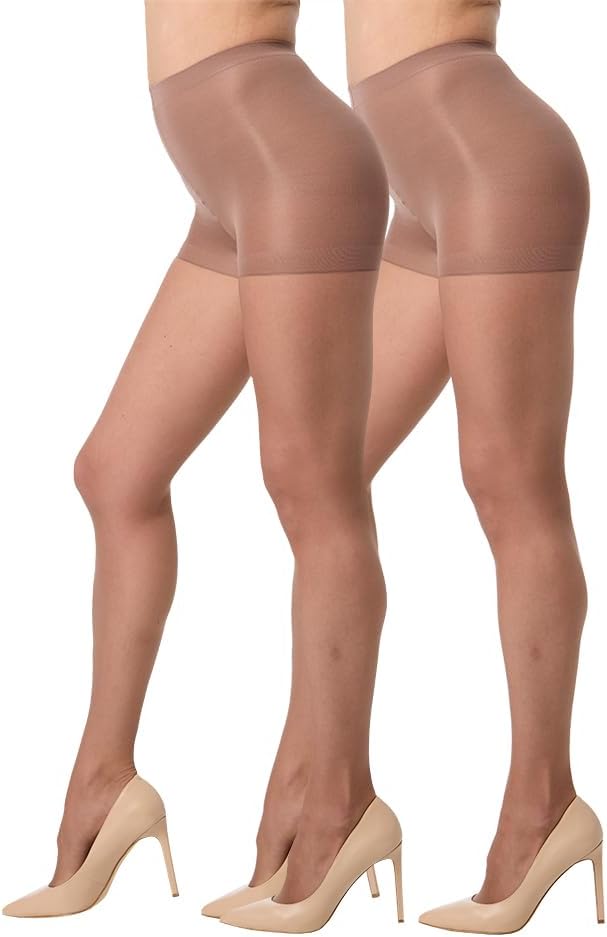 Ultra sheer control top pantyhose in neutral tone — lightweight nylon blend — view 4