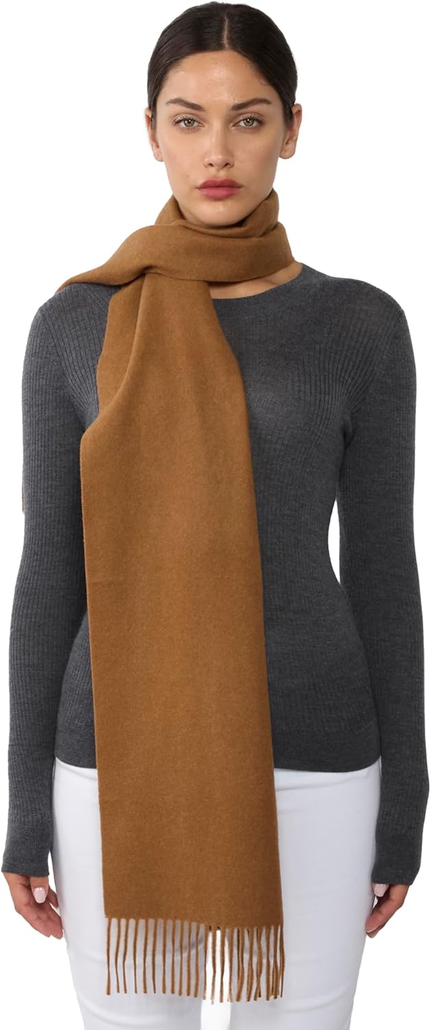 cashmere scarf in multi color — lightweight winter layering essential — front