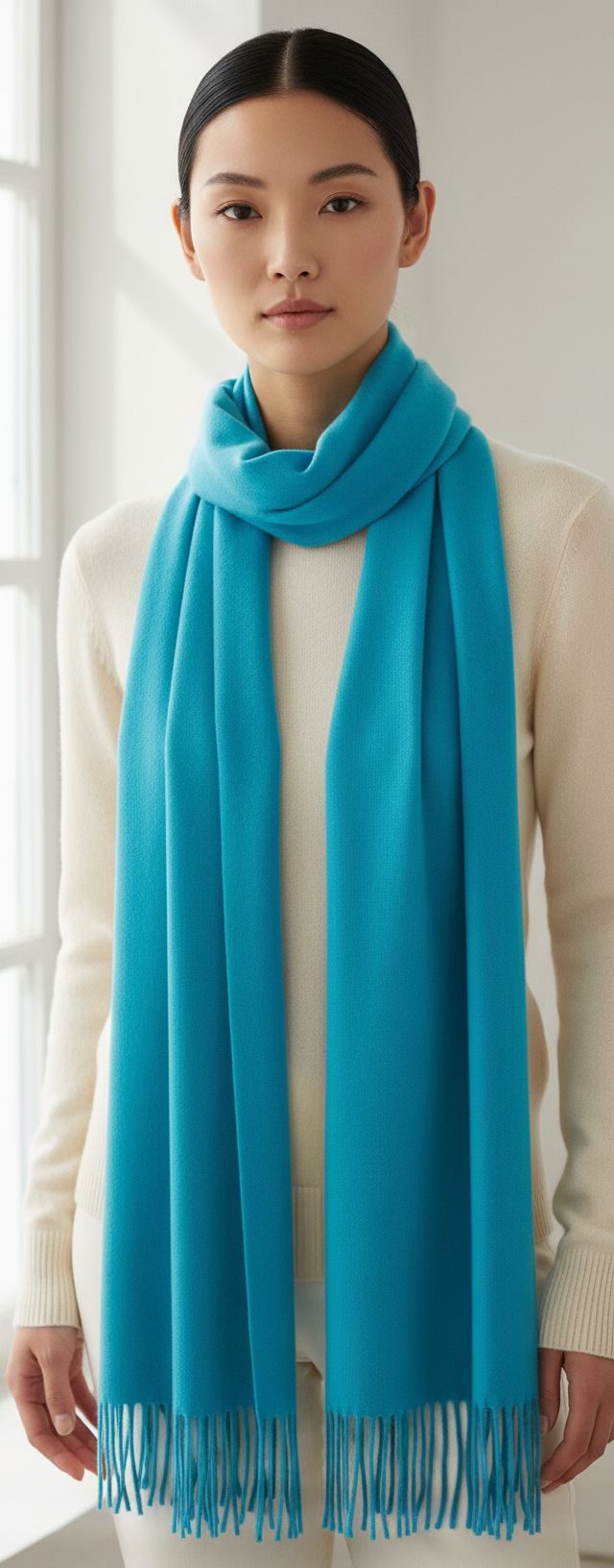 cashmere scarf in multi color — lightweight winter layering essential — view 1