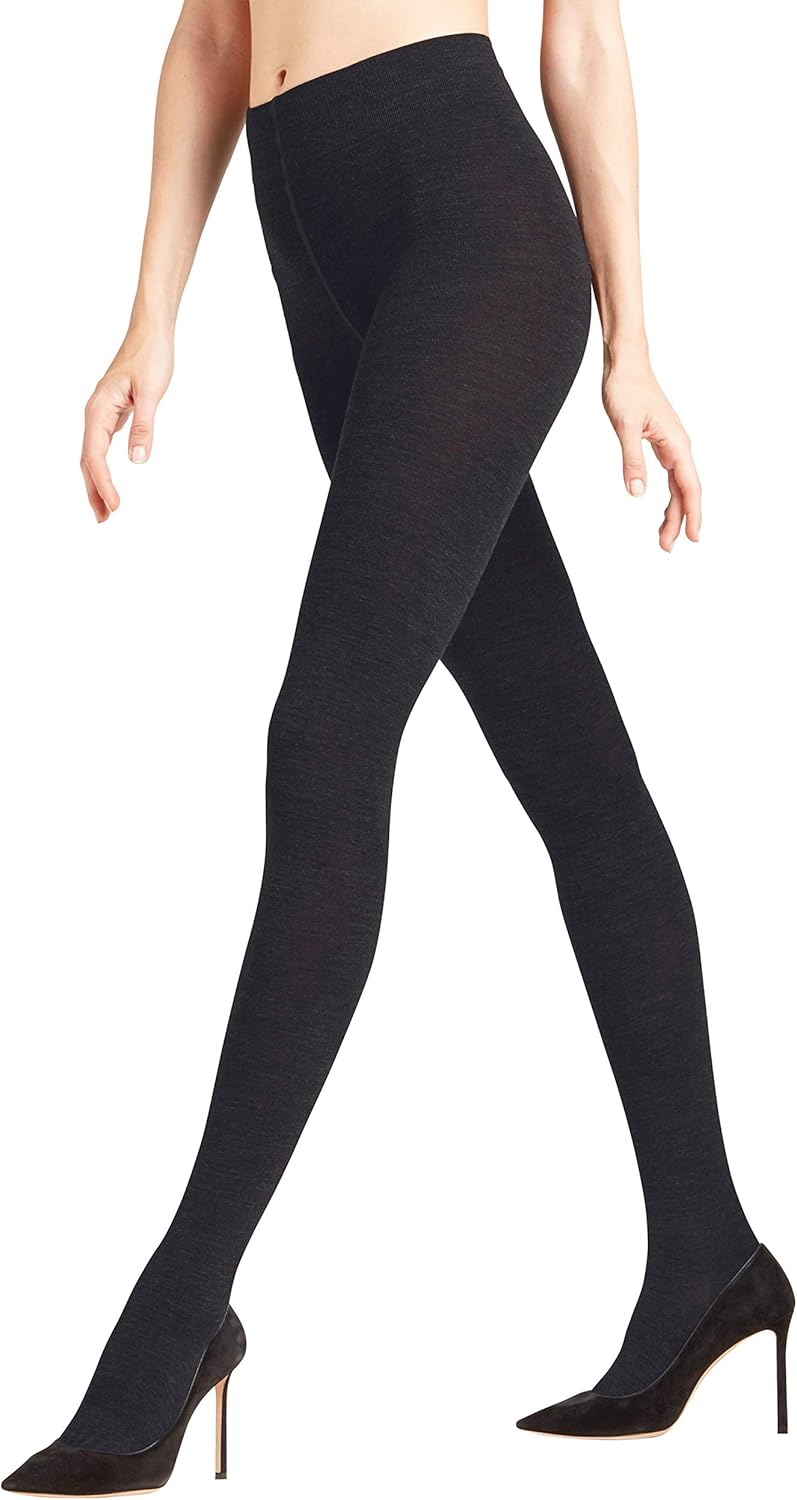 merino wool opaque tights in neutral tone — breathable warm winter wear — view 2