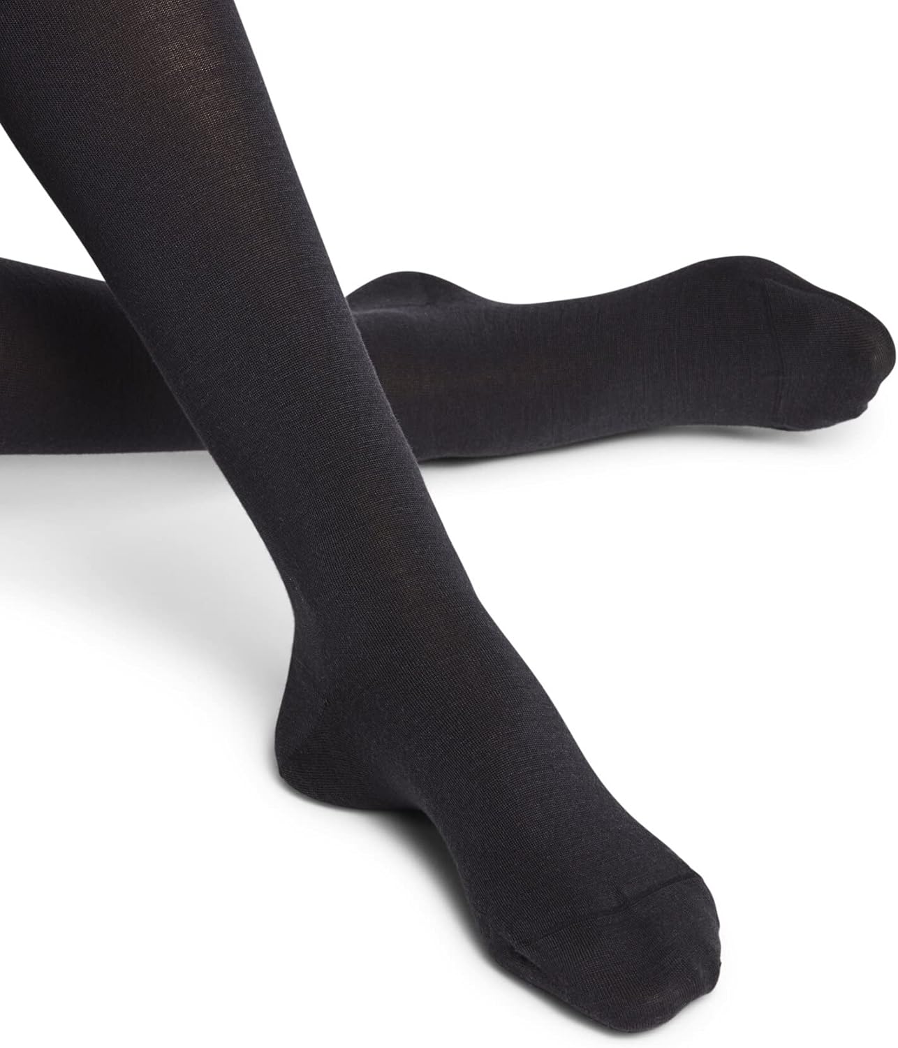 merino wool opaque tights in neutral tone — breathable warm winter wear — view 5