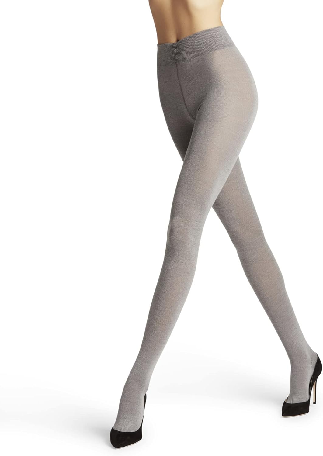 merino wool opaque tights in neutral tone — breathable warm winter wear — back