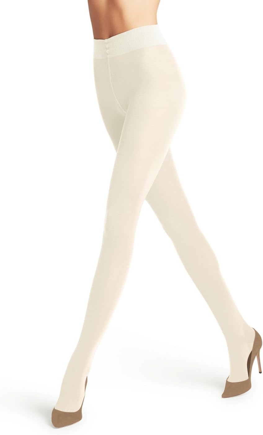 merino wool opaque tights in neutral tone — breathable warm winter wear — detail