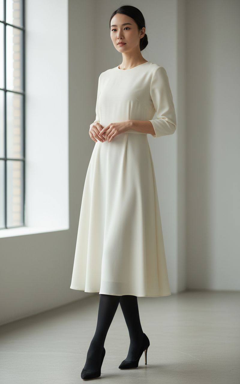 merino wool opaque tights in neutral tone — breathable warm winter wear — view 2