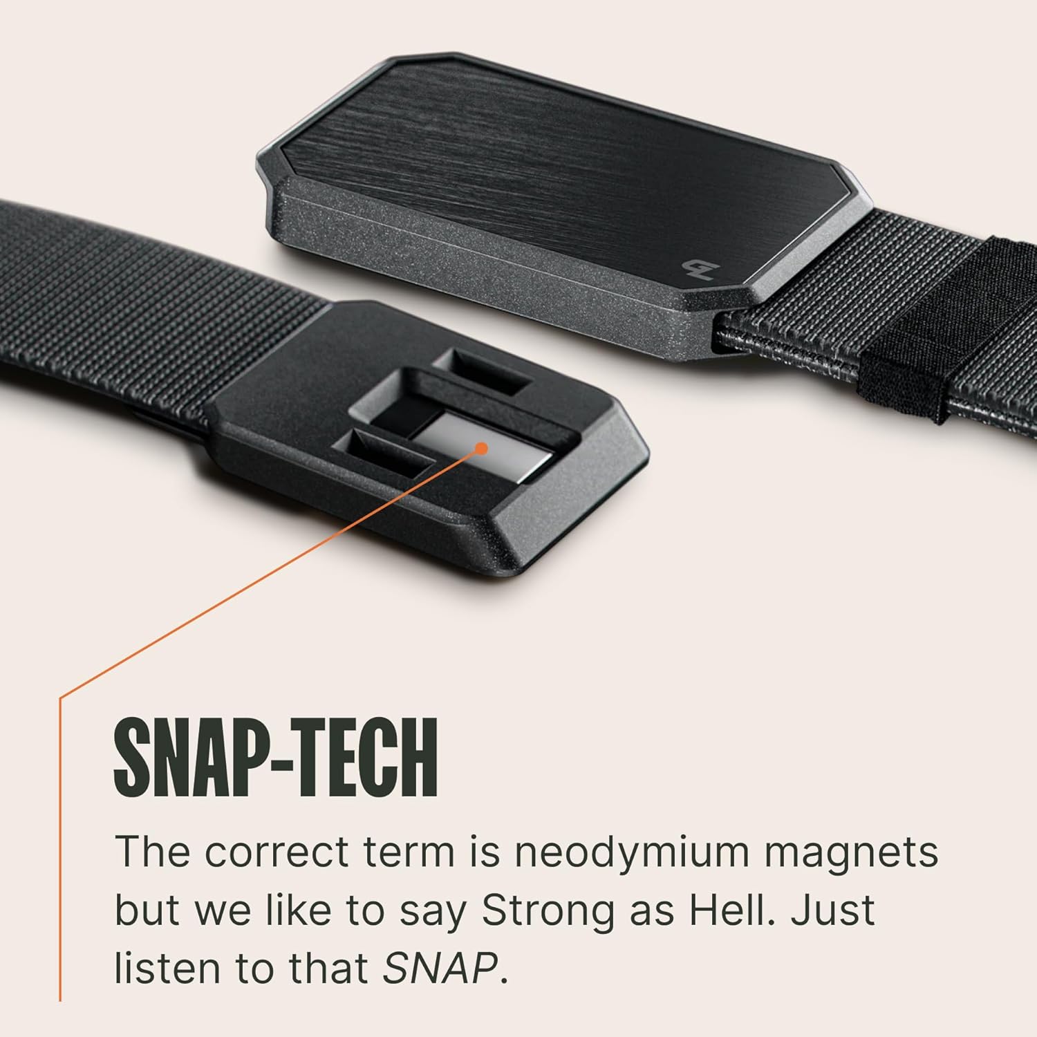 Black stretch nylon work belt with magnetic buckle, adjustable everyday carry — view 2