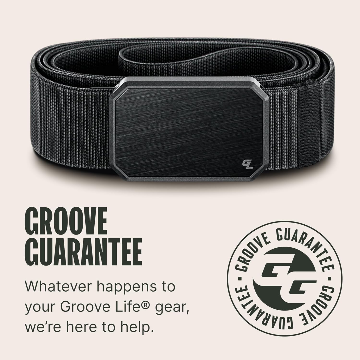 Black stretch nylon work belt with magnetic buckle, adjustable everyday carry — view 3
