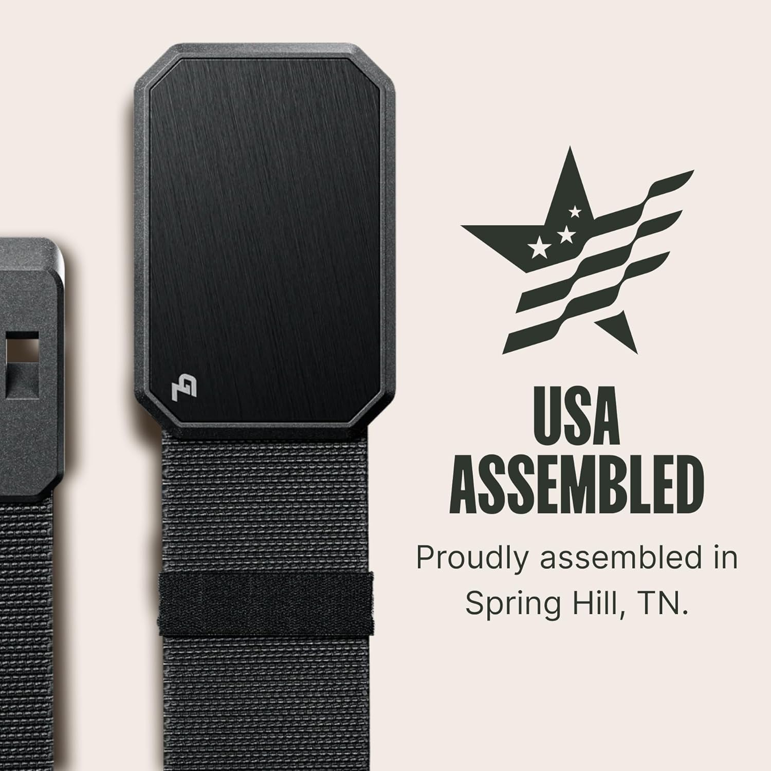 Black stretch nylon work belt with magnetic buckle, adjustable everyday carry — view 4