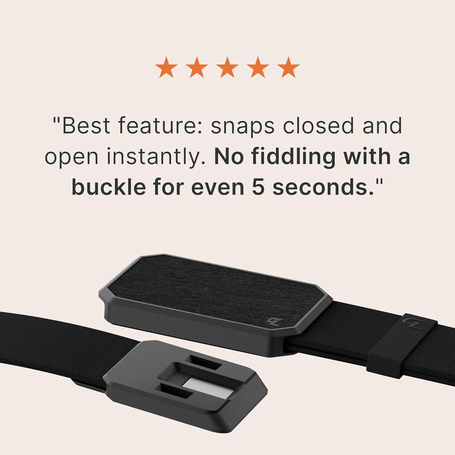 Black stretch nylon work belt with magnetic buckle, adjustable everyday carry — front