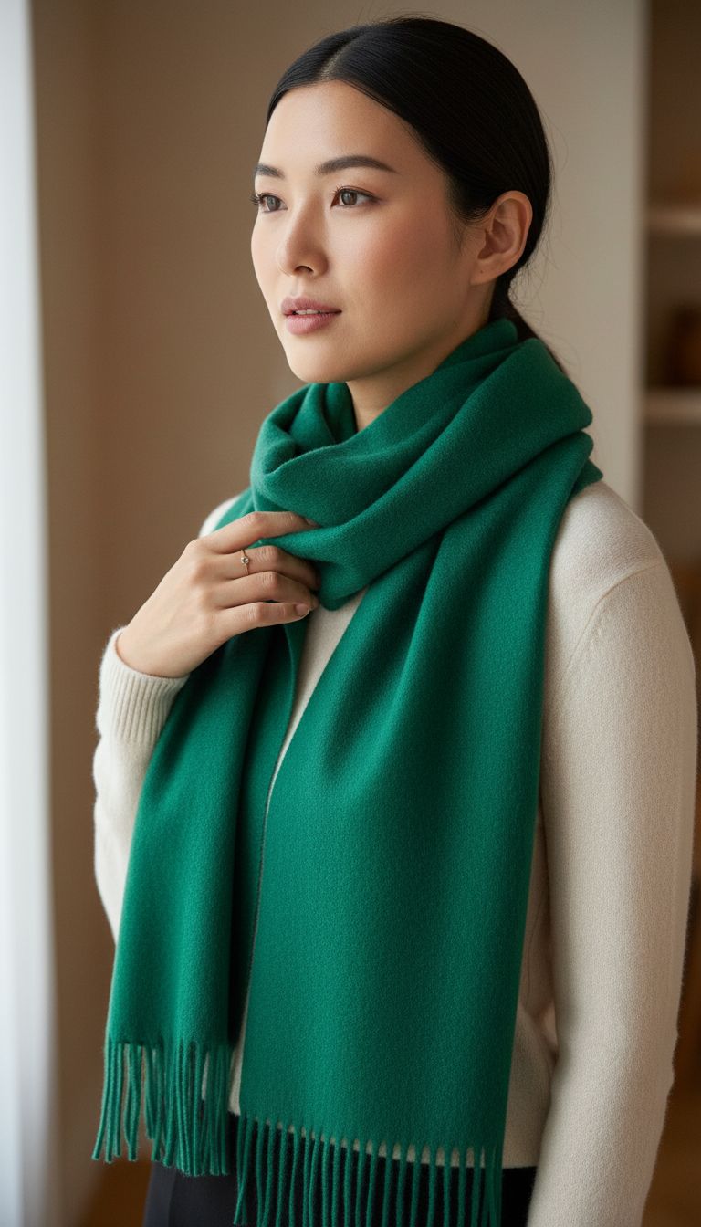 cashmere wrap scarf in neutral tones with classic plaid pattern — view 1