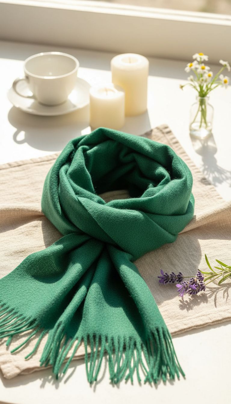 cashmere wrap scarf in neutral tones with classic plaid pattern — view 3