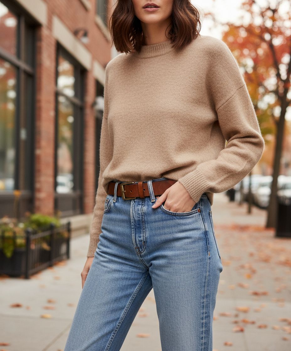 full grain leather work belt in warm neutral — heavy-duty buckle — view 2