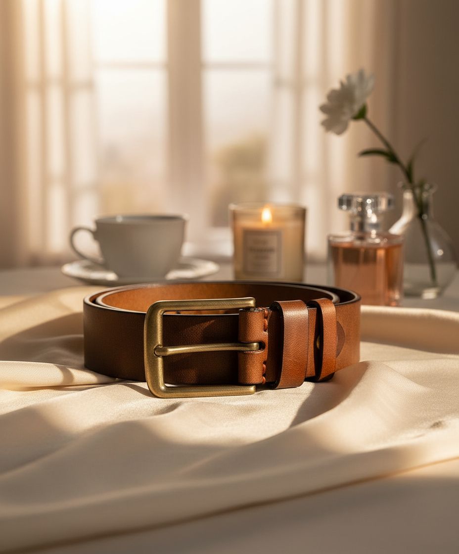 full grain leather work belt in warm neutral — heavy-duty buckle — view 3
