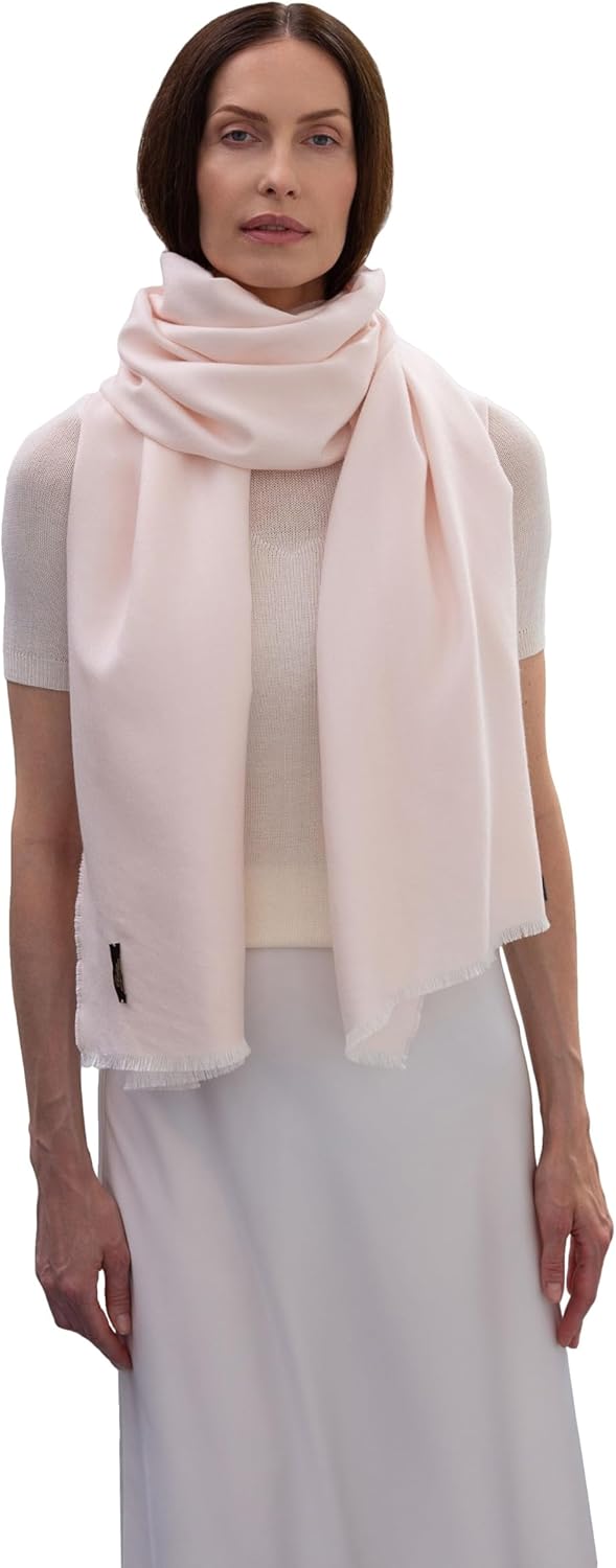 Neutral cashmere silk wrap scarf — Italian premium quality, soft drape — side