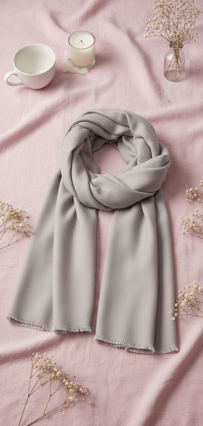 Neutral cashmere silk wrap scarf — Italian premium quality, soft drape — view 2