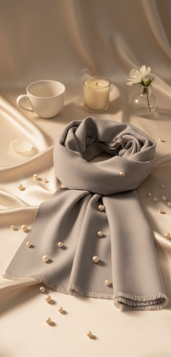Neutral cashmere silk wrap scarf — Italian premium quality, soft drape — view 7