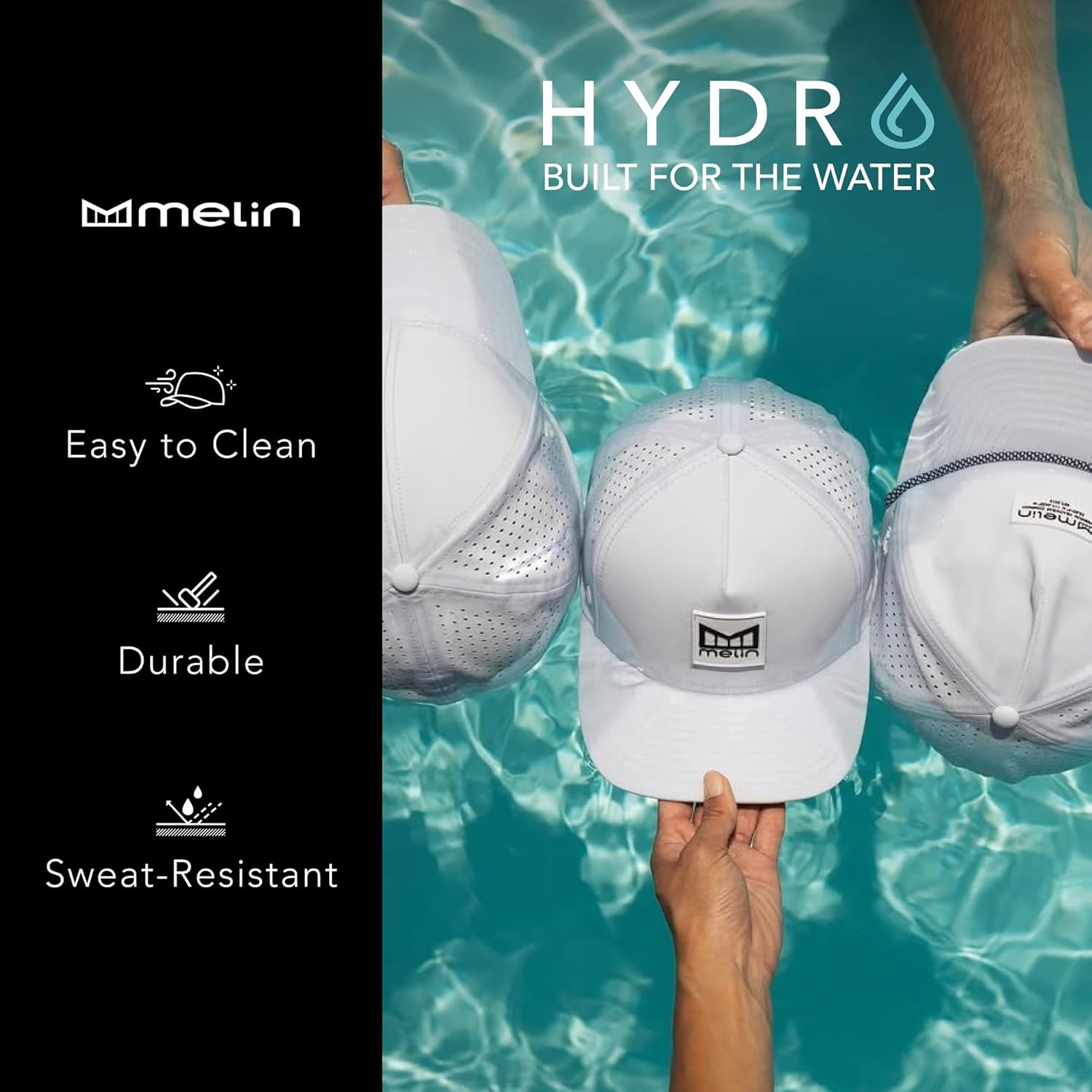 Water-resistant performance baseball cap in multi-color with snapback closure, golf and running — view 2