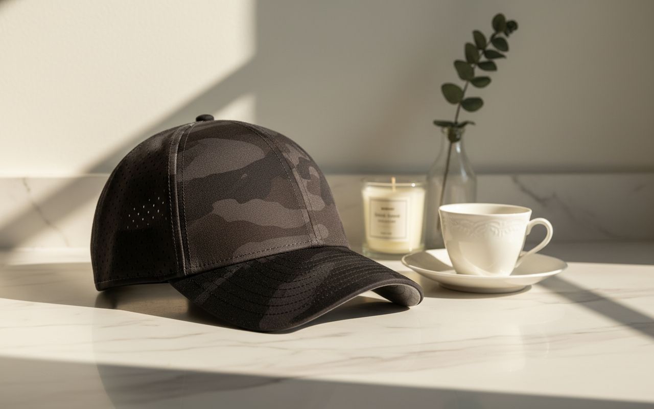 Water-resistant performance baseball cap in multi-color with snapback closure, golf and running — view 4