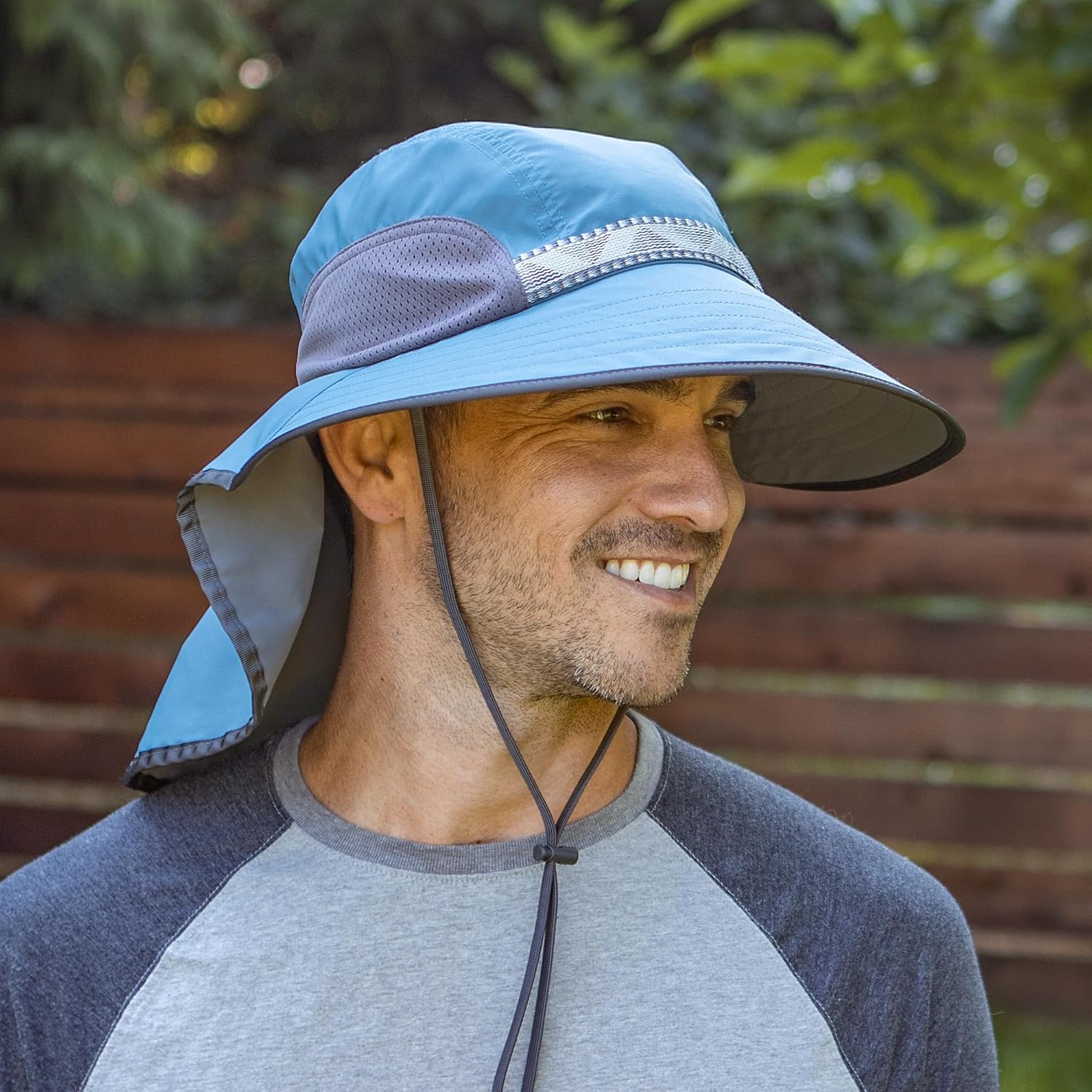 wide-brimmed sun hat in neutral tone — lightweight nylon blend — view 2