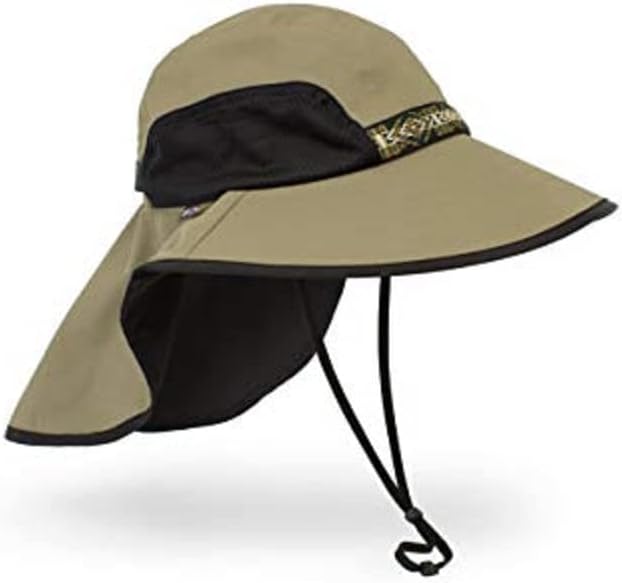 wide-brimmed sun hat in neutral tone — lightweight nylon blend — front