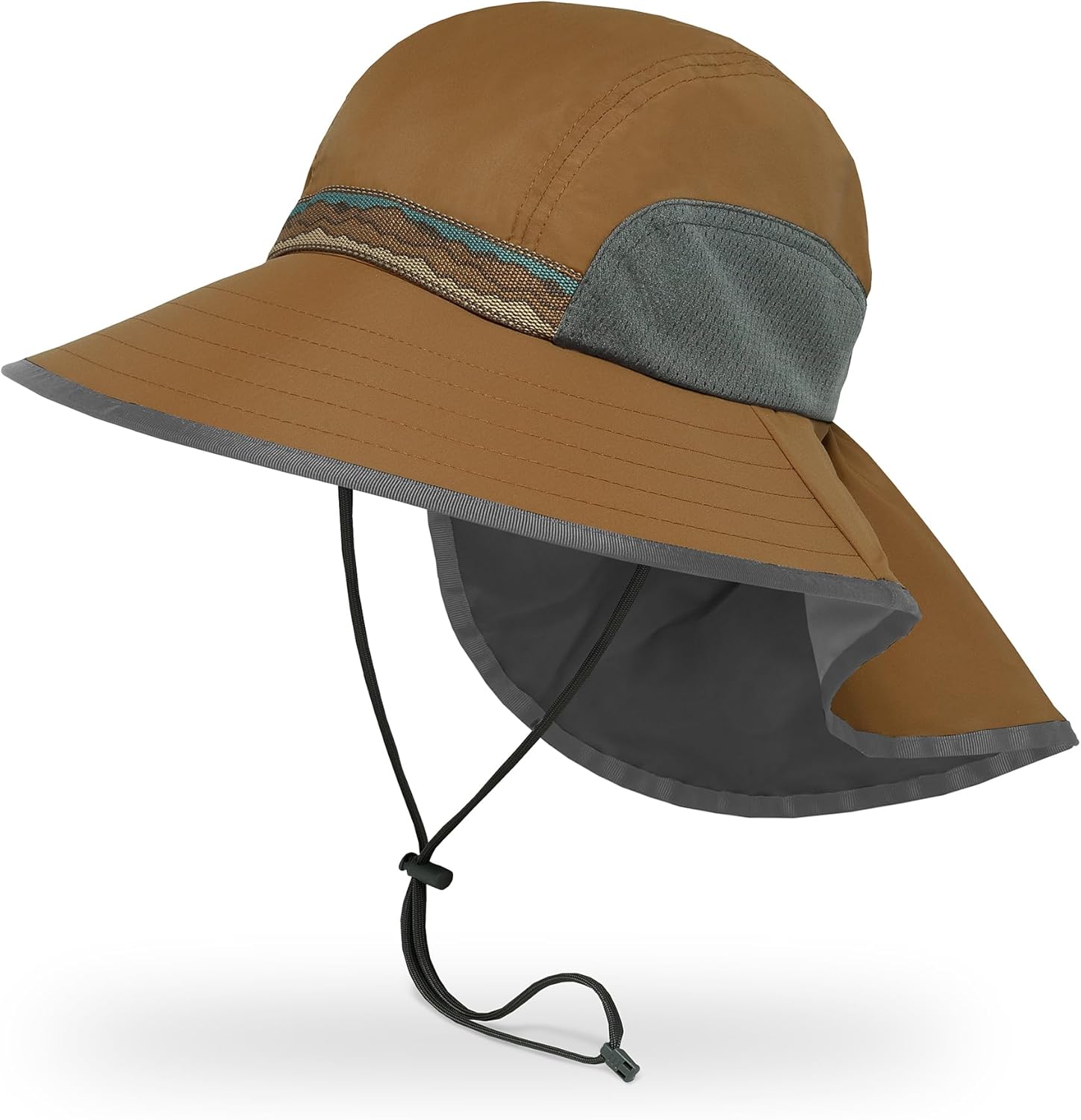 wide-brimmed sun hat in neutral tone — lightweight nylon blend — side