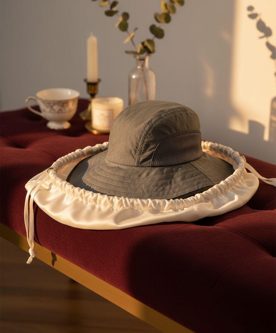 wide-brimmed sun hat in neutral tone — lightweight nylon blend — view 4