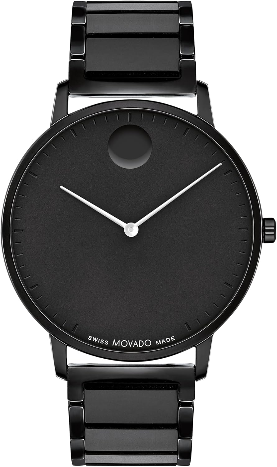 Silver stainless steel men's luxury watch with minimalist dial and Swiss movement — view 1