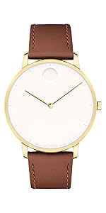 Silver stainless steel men's luxury watch with minimalist dial and Swiss movement — back