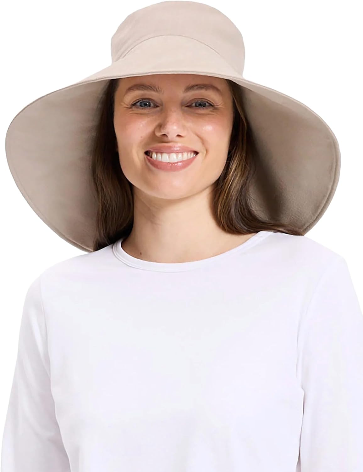 ultra-wide cotton linen sun hat with ponytail hole, beach and travel essential — view 1