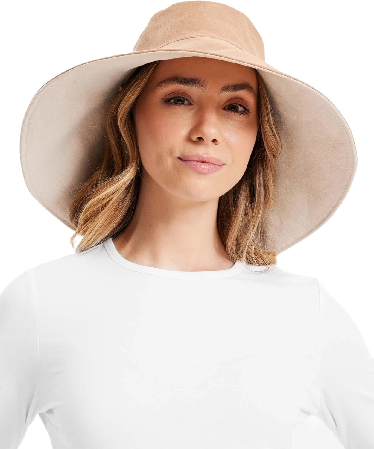 ultra-wide cotton linen sun hat with ponytail hole, beach and travel essential — view 3