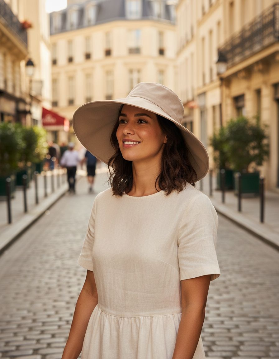 ultra-wide cotton linen sun hat with ponytail hole, beach and travel essential — view 4