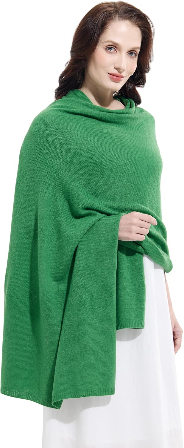Cashmere blend wrap scarf in warm neutrals — oversized travel style — view 4