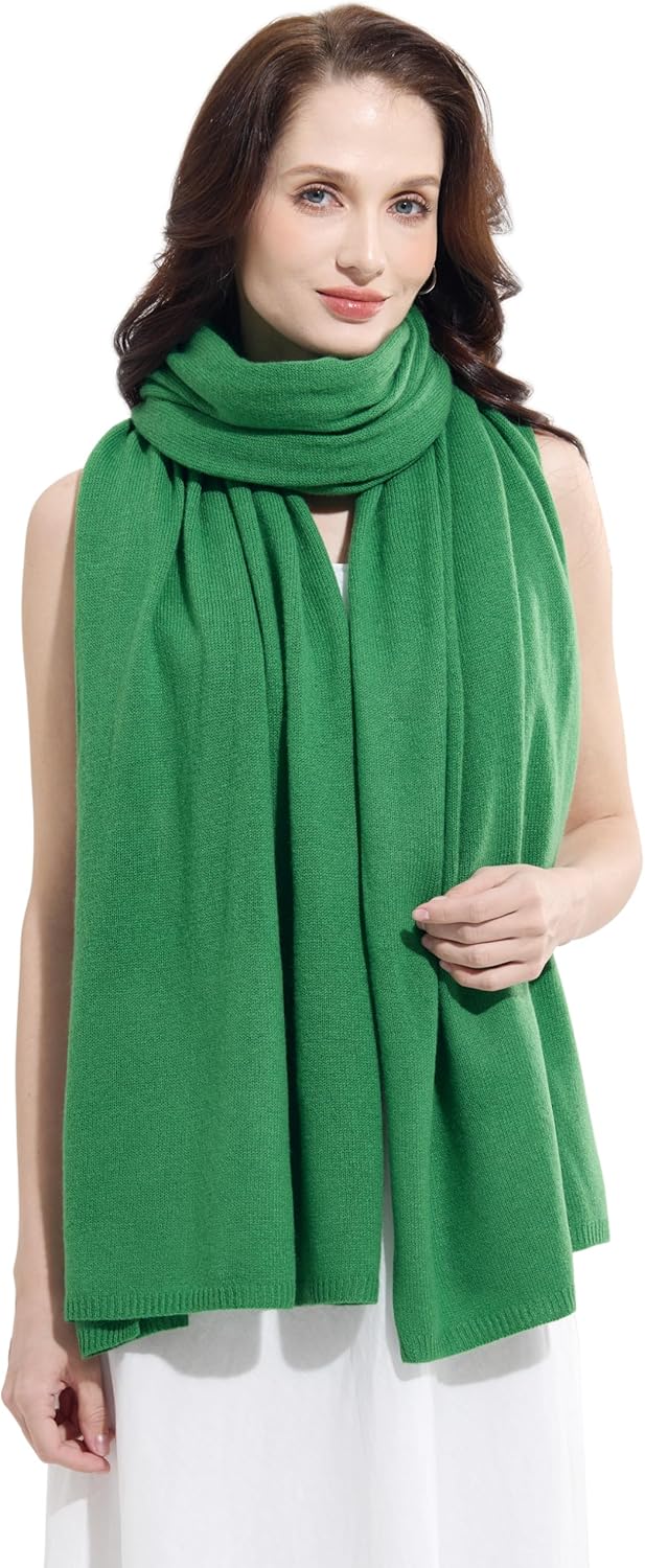 Cashmere blend wrap scarf in warm neutrals — oversized travel style — view 2