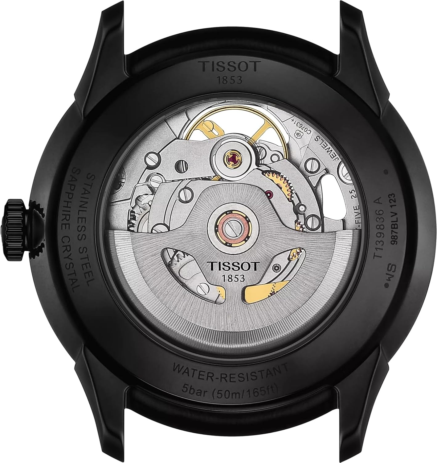 Silver stainless steel skeleton watch with transparent dial and polished case — view 3