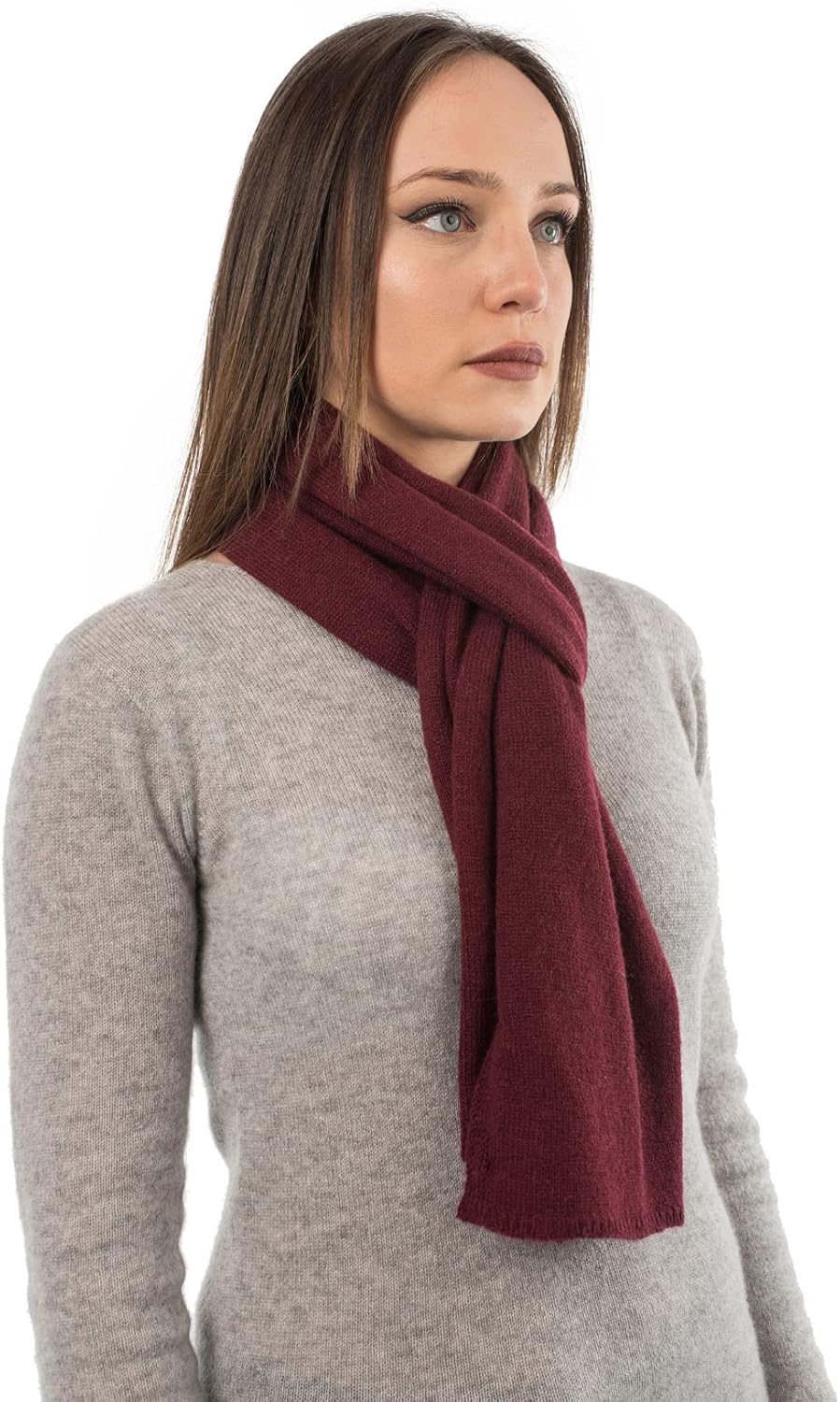 cashmere classic scarf in warm neutral — Italian luxury winter layering — view 3