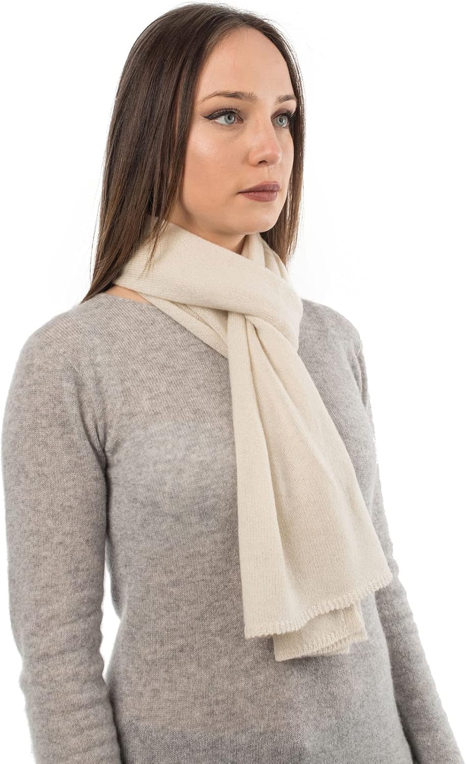 cashmere classic scarf in warm neutral — Italian luxury winter layering — view 5