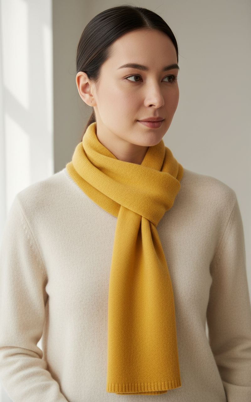 cashmere classic scarf in warm neutral — Italian luxury winter layering — view 1